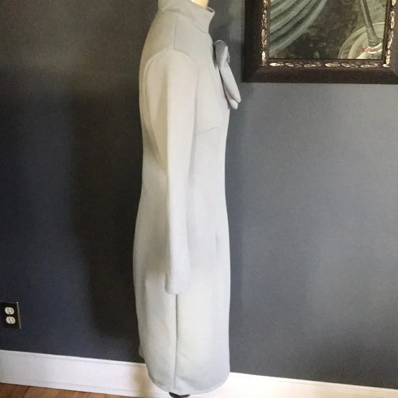 OrderPlus gray knit fitted midi, bow accent, Med - Picture 3 of 5